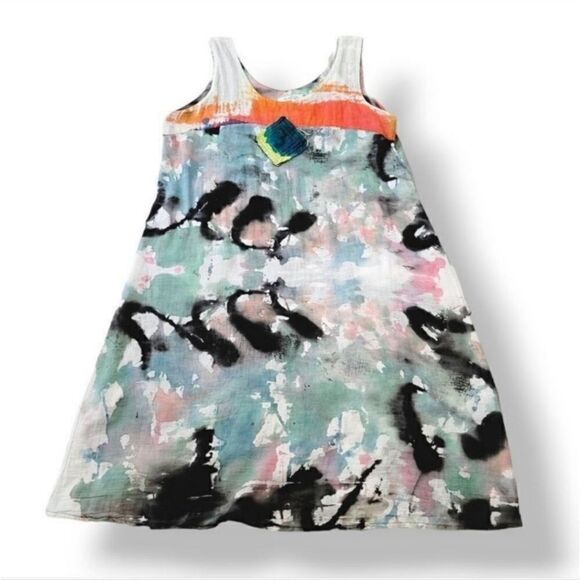 Sucesos Hand Painted One Of A Kind Painter's Palette Sleeveless Tank Dress OSFM - Picture 8 of 9